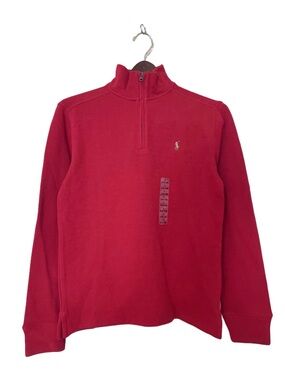 [NEW] Polo Ralph Lauren Red Estate Rib Quarter Zip Pullover Sweater Sz L (14-16)